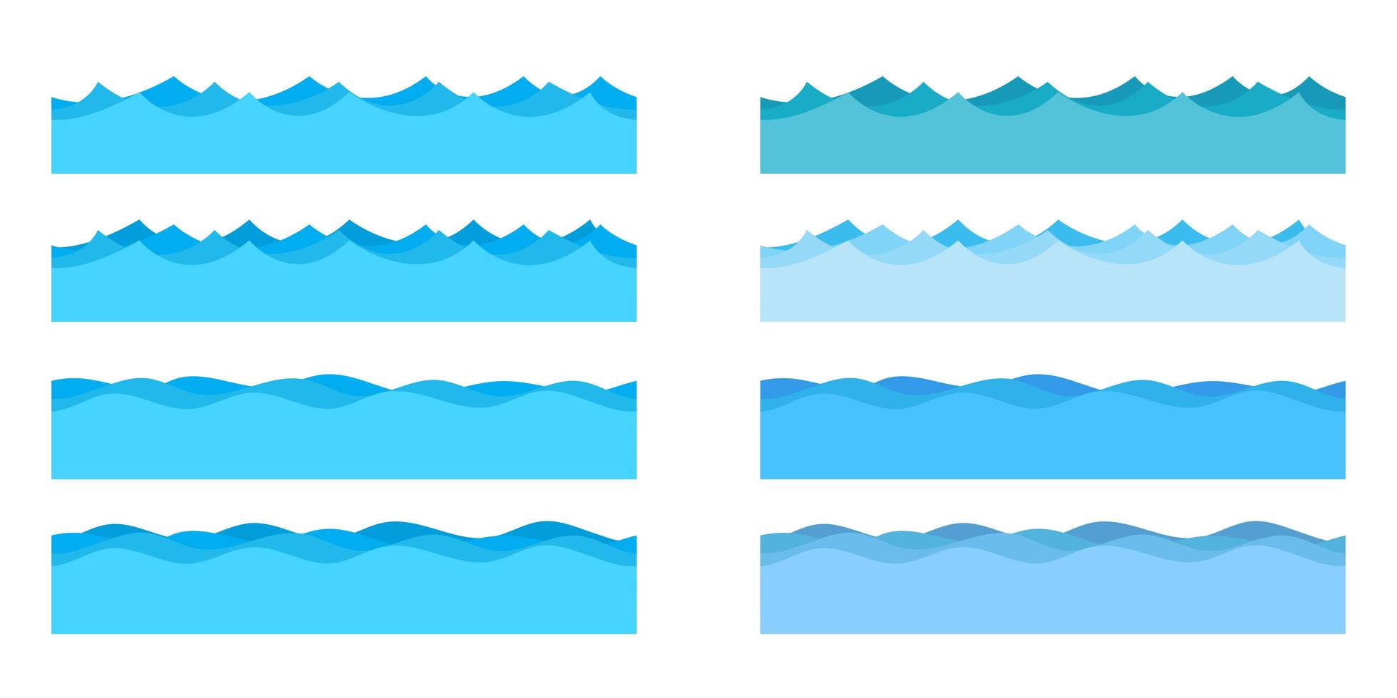 Ilustración de diseño de vector de olas de mar aislado sobre fondo blanco