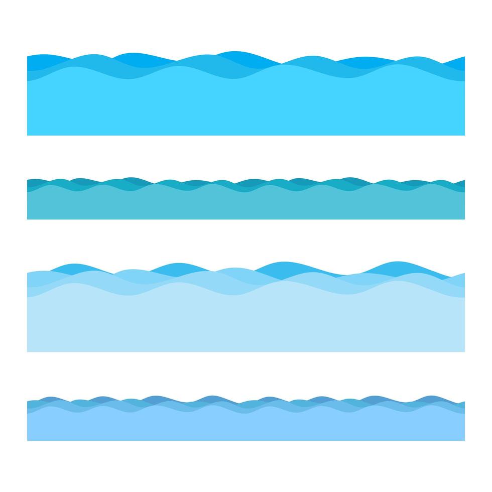 Ilustración de diseño de vector de olas de mar aislado sobre fondo blanco