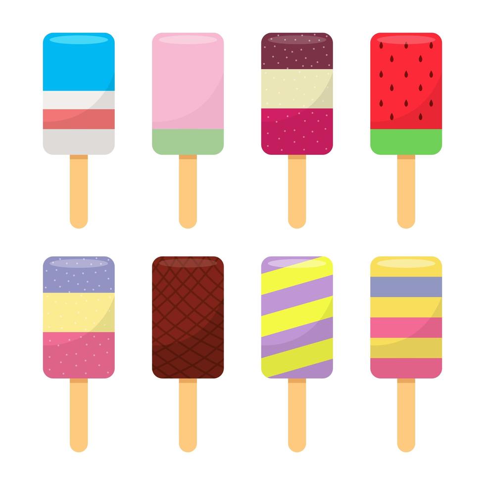 Stick ice cream collection vector design illustration isolated on white background