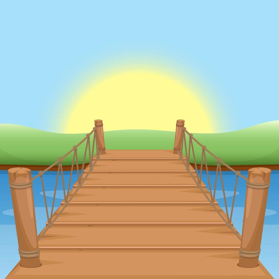 Wooden bridge vector design illustration