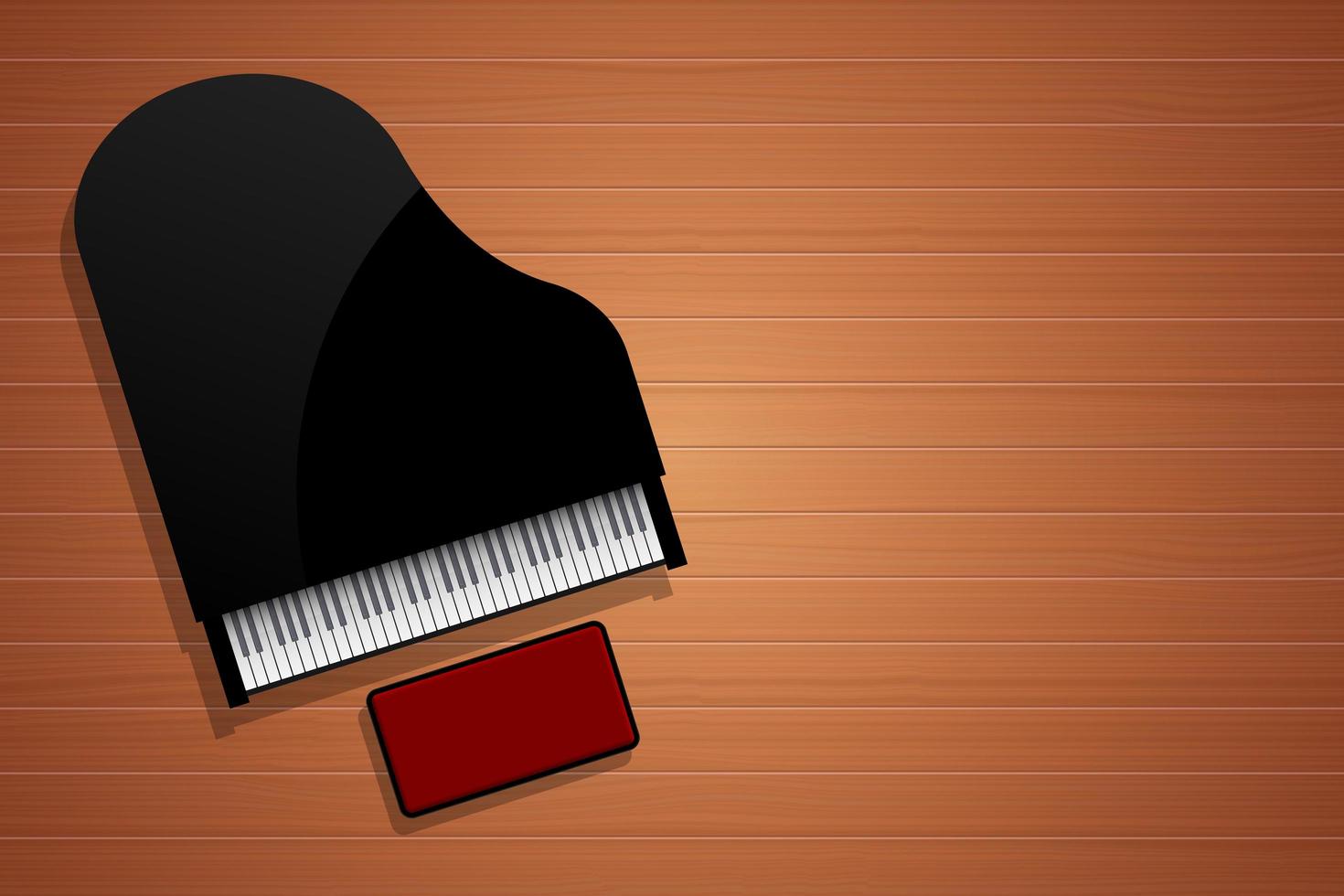 Piano top view on wooden floor vector design illustration