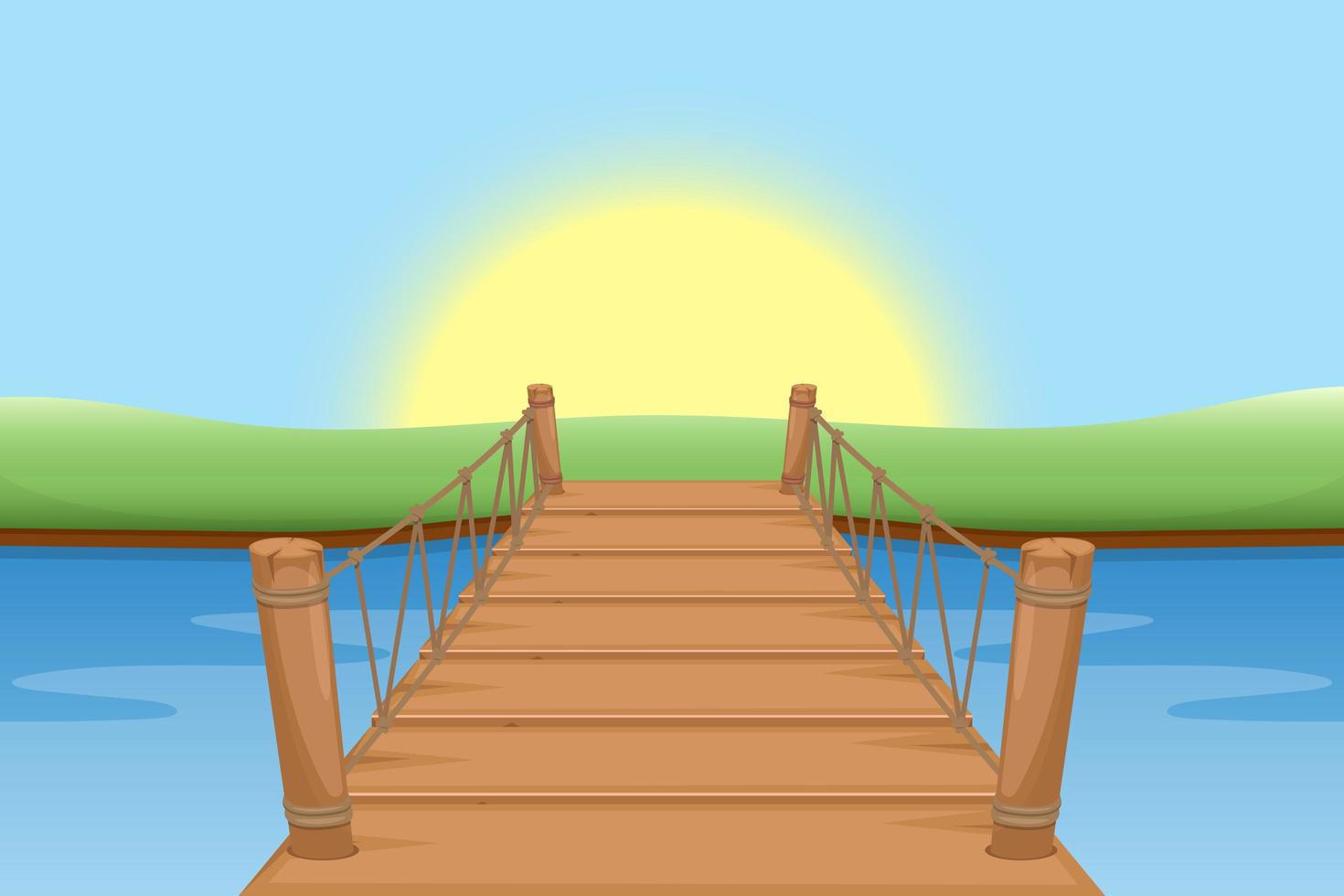 Wooden bridge vector design illustration