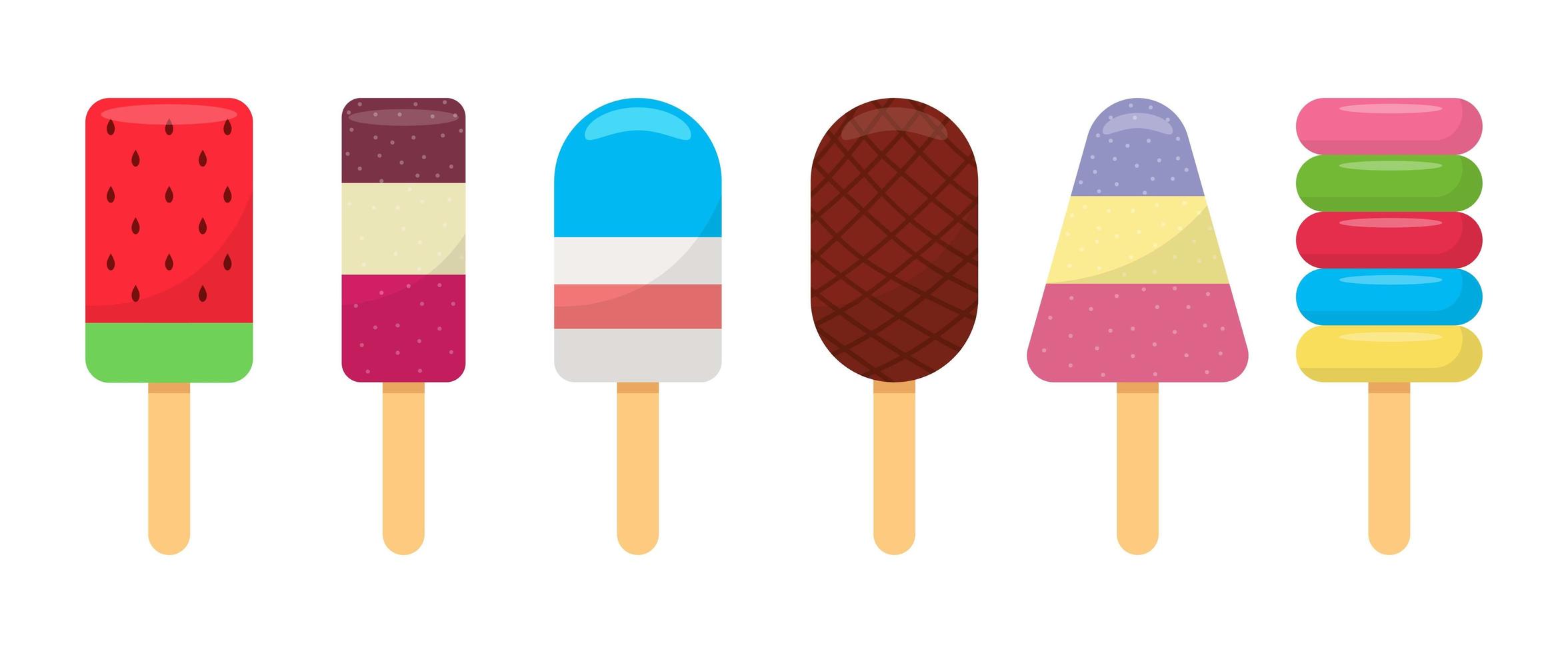 Ilustración de diseño de vector de colección de helado de palo aislado sobre fondo blanco