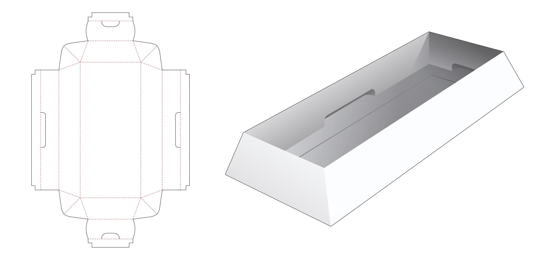 Trapezoid long tray die cut template vector