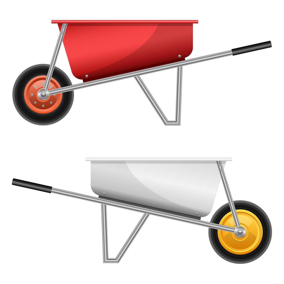 Realistic wheelbarrow vector design illustration isolated on white background