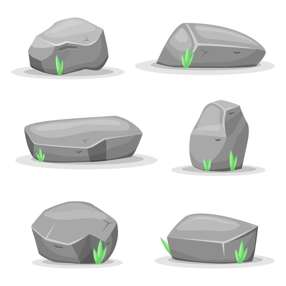 Ilustración de diseño de vector de piedras de canto rodado aislado sobre fondo blanco. activos del juego