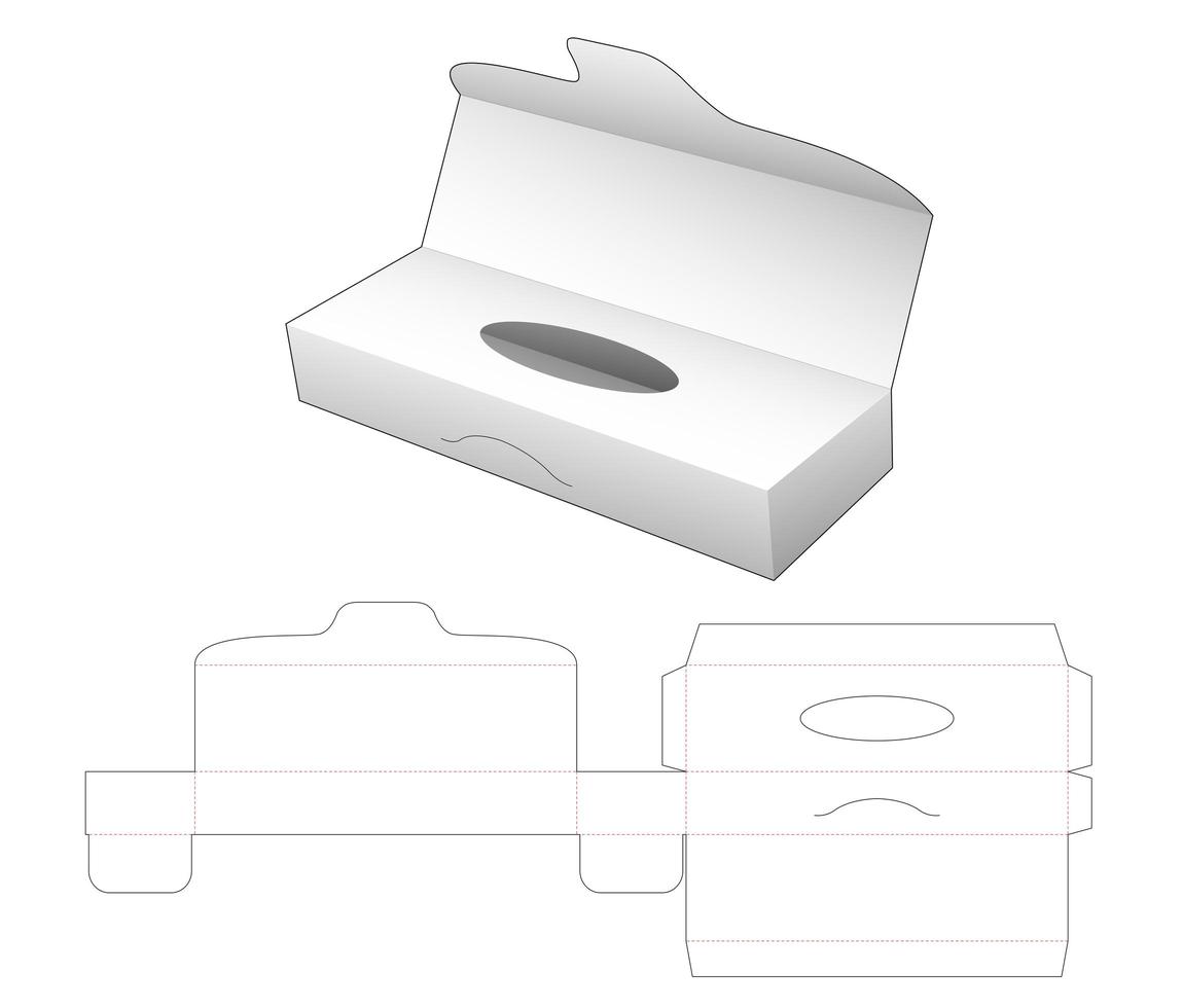 Tissue long box with flip cover die cut template vector