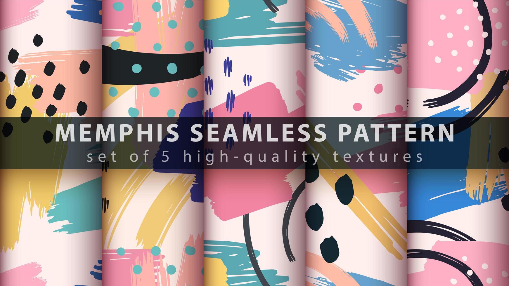 Memphis style seamless pattern background set vector