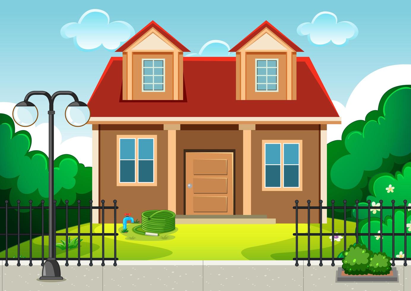 Empty scene with home building in nature vector