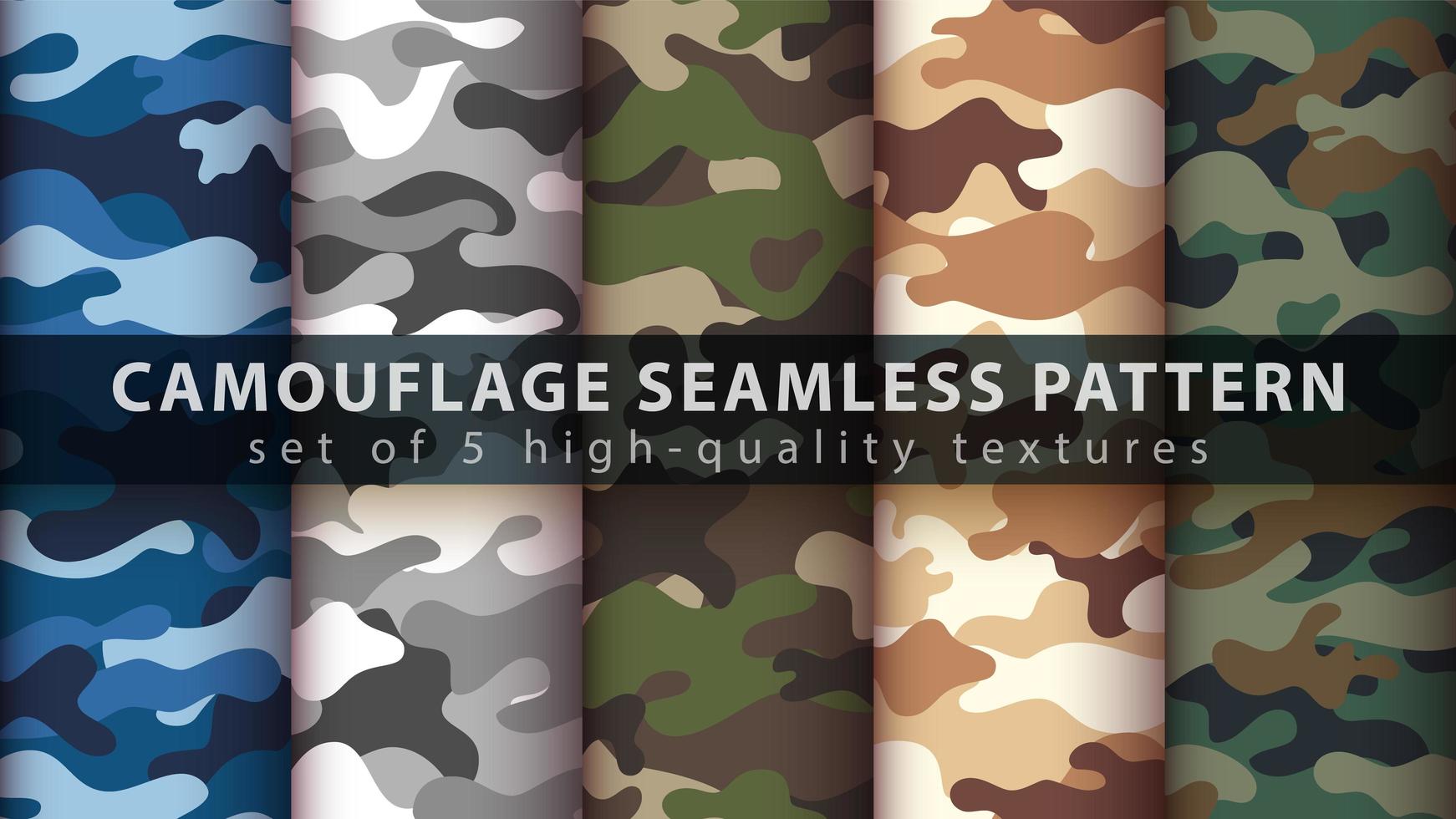 Camouflage military seamless pattern background set vector