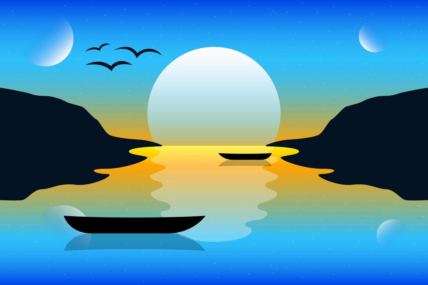 Sunset landscape background vector design illustration. Nature landscape