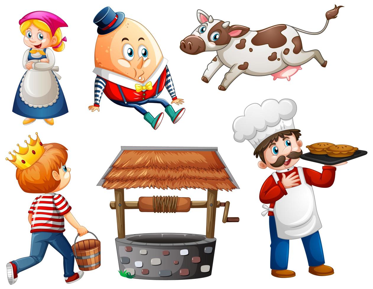 Set of fantasy cartoon character isolated on white background vector