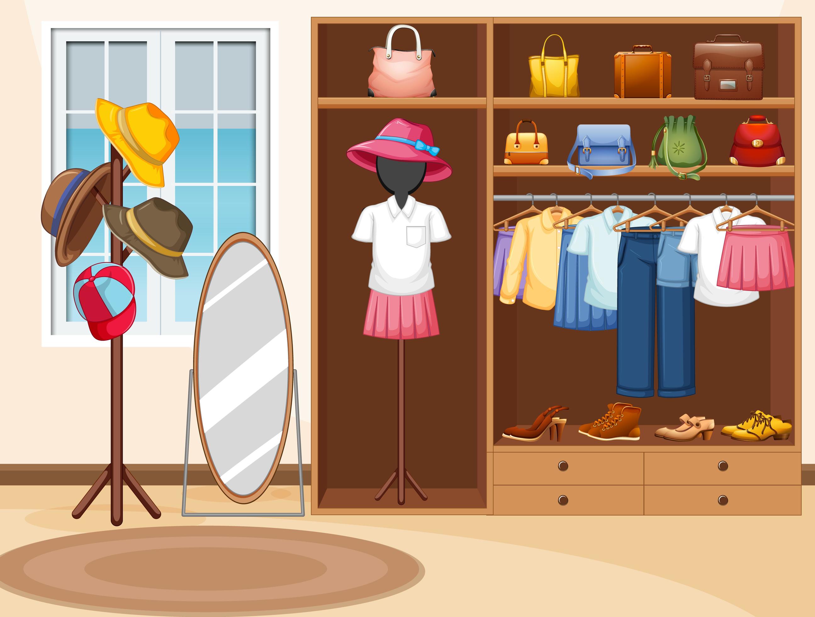 Interior design of dressing room background 1845004 Vector Art at Vecteezy