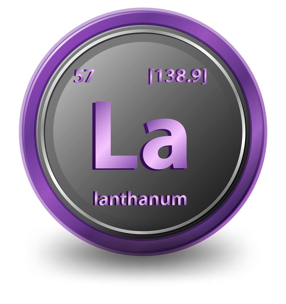 Lanthanum chemical element. Chemical symbol with atomic number and atomic mass. vector