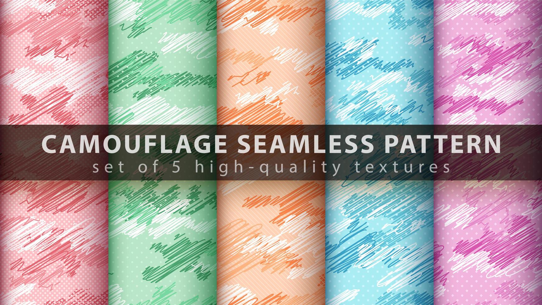 Camouflage military seamless pattern background set vector