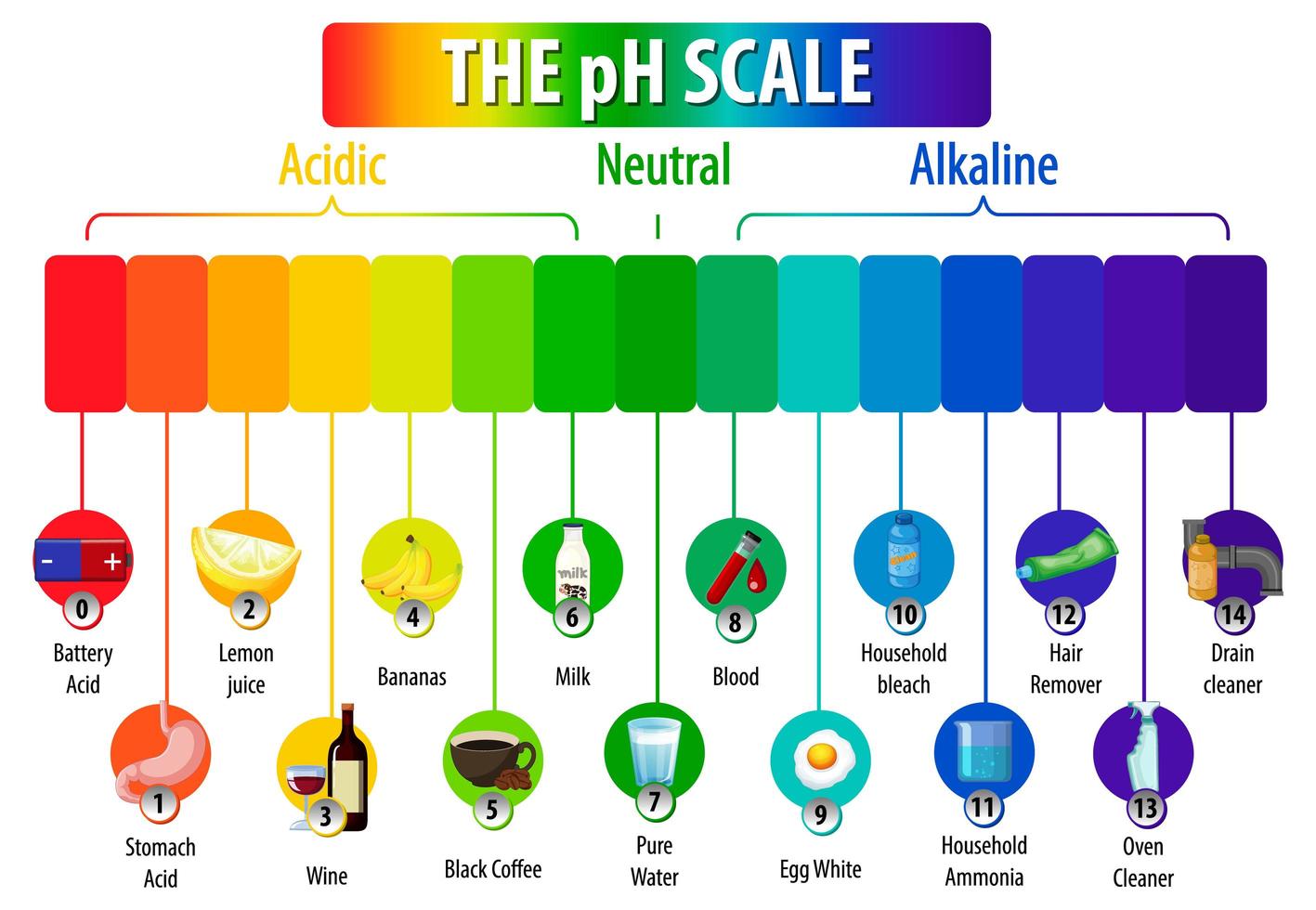 el diagrama de escala de ph sobre fondo blanco vector