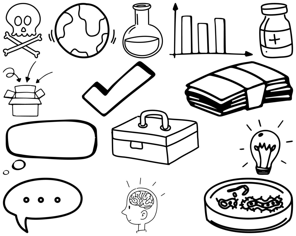 Set of item and symbol hand drawn doodle vector