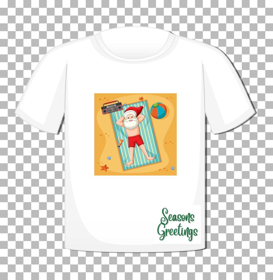 Santa Claus cartoon character in Christmas Summer theme on t-shirt on transparent background vector