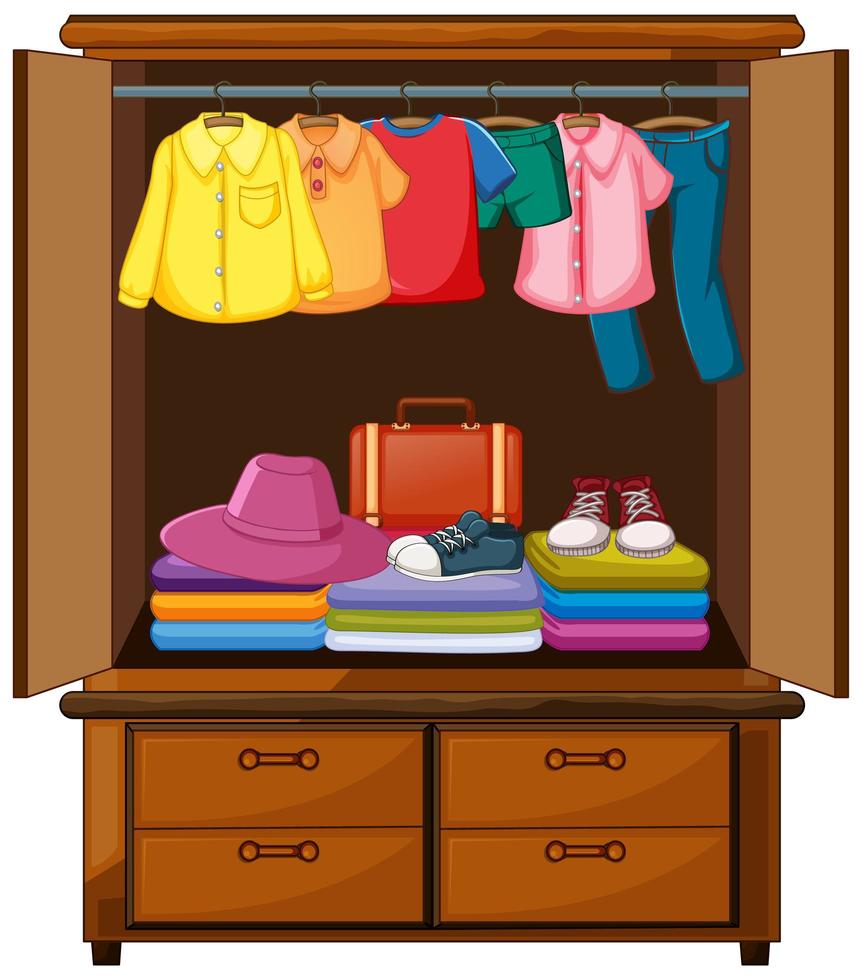 Clothes in the wardrobe vector