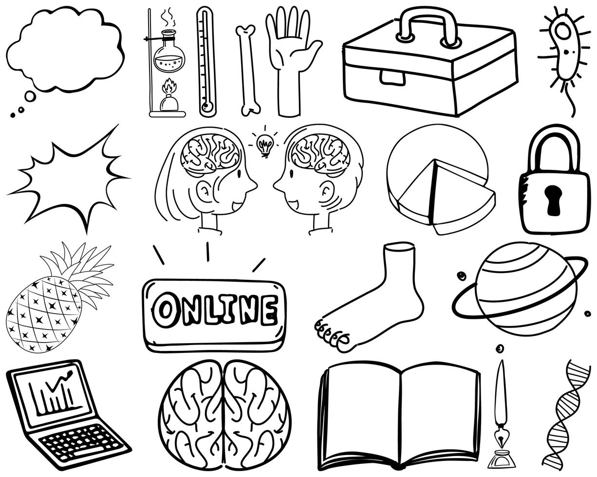 Set of item and symbol hand drawn doodle vector