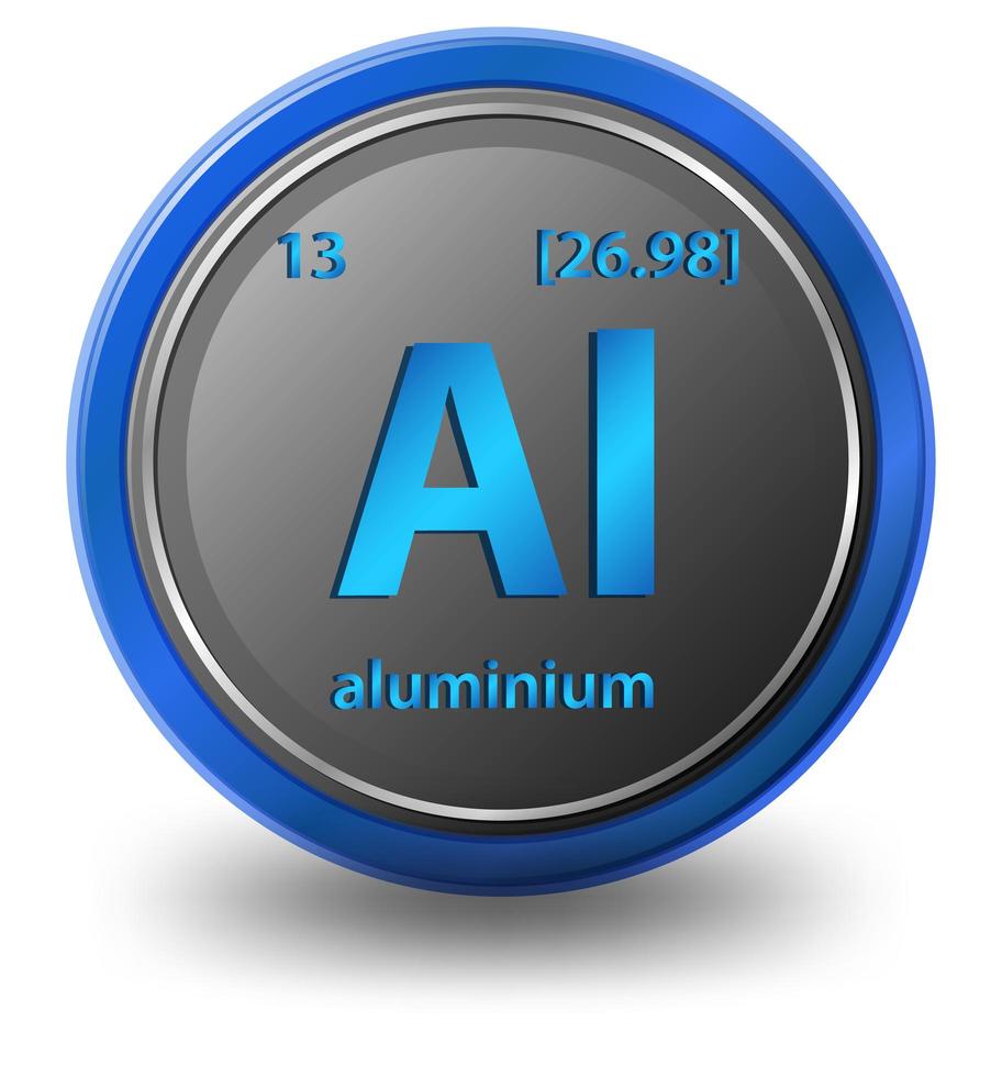 Aluminium chemical element. Chemical symbol with atomic number and atomic mass. vector