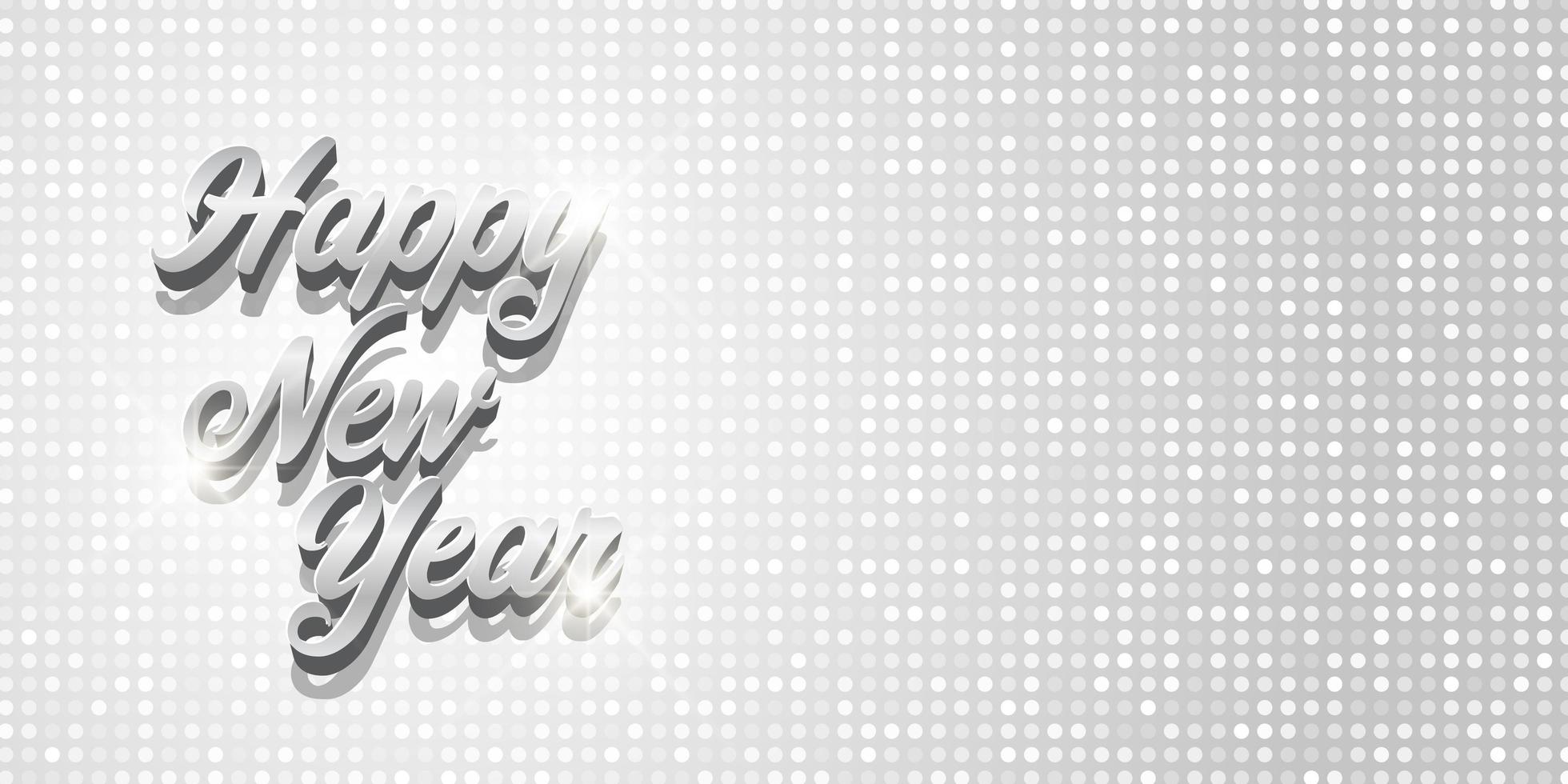 Elegant silver Happy New Year banner design vector