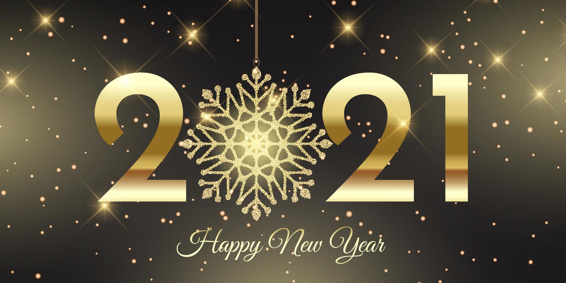 Happy New Year banner with glittery snowflake design vector