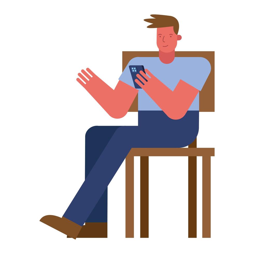 young man using smartphone character vector
