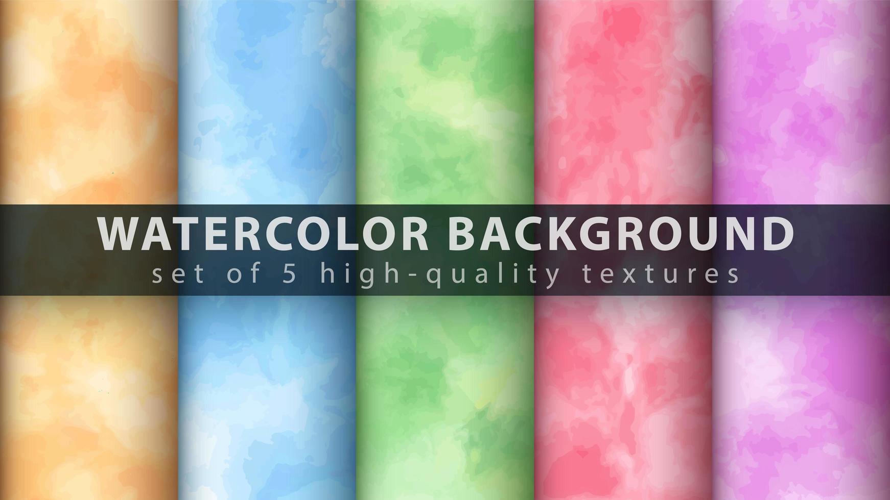 Colorful watercolor texture background set vector