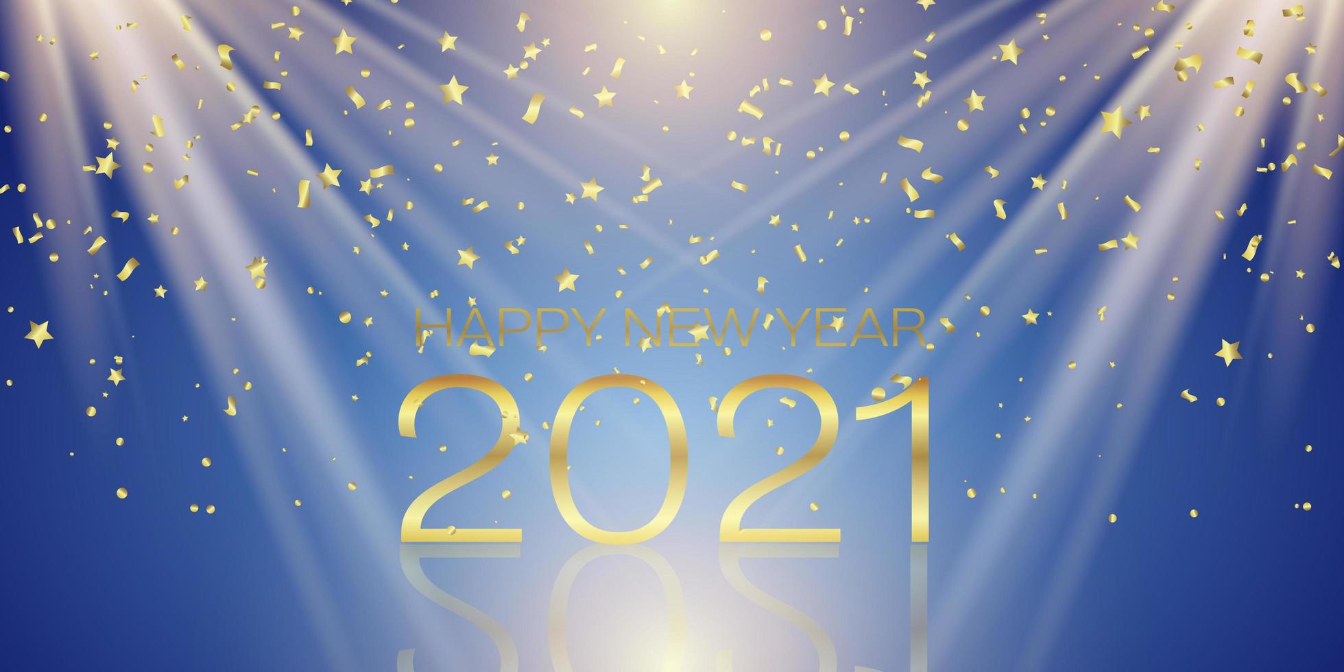 banner de feliz año nuevo con diseño de confeti dorado vector