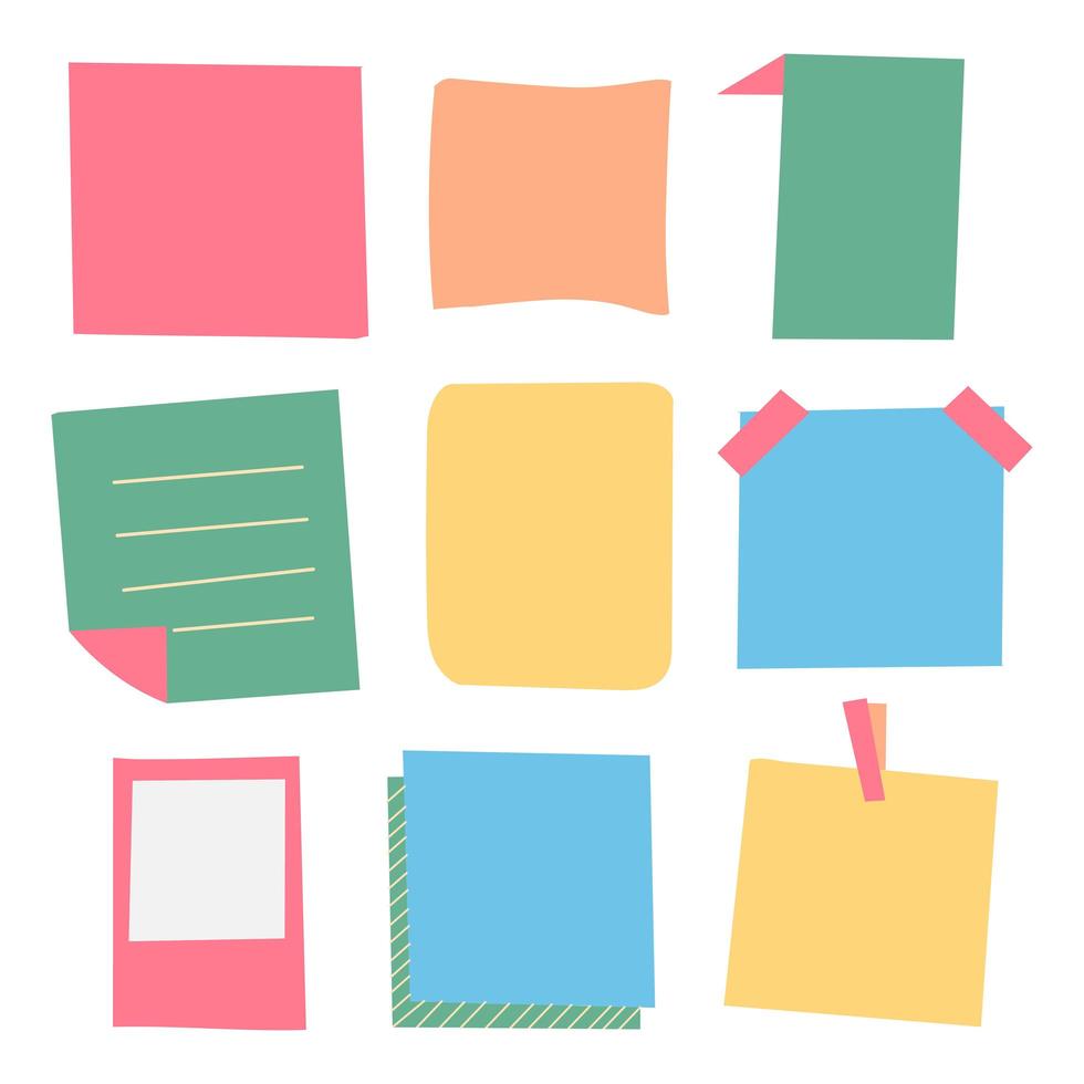 Set of note papers of gentle colors vector