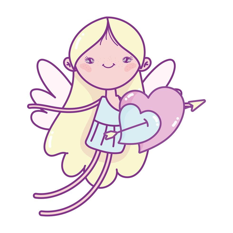 feliz día de san valentín, cupido con amor corazones flecha perforada dibujos animados vector