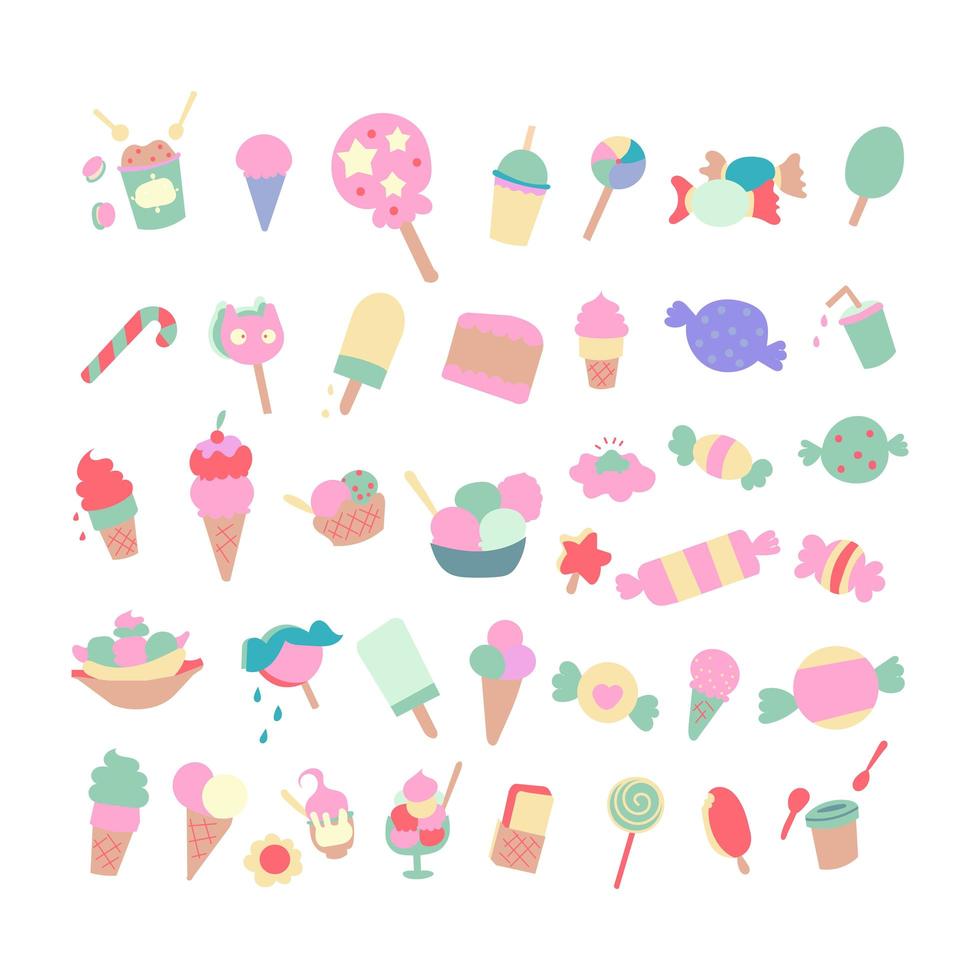 Set of Cakes and ice cream vector element.