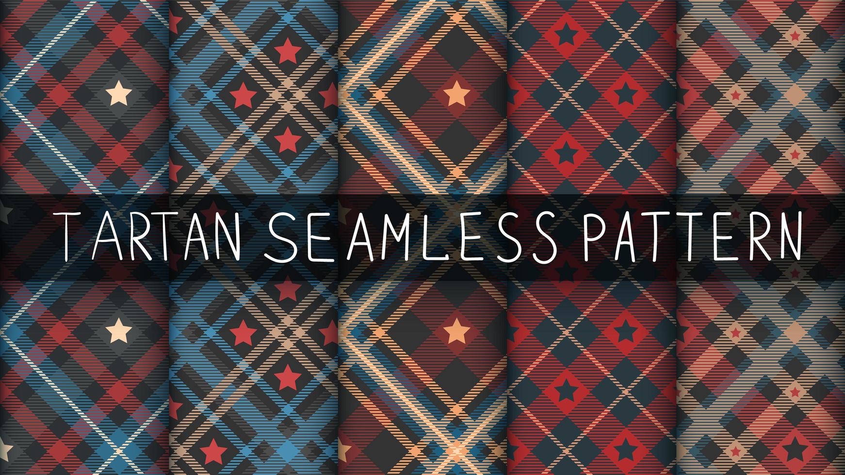 Tartan star seamless pattern background set vector