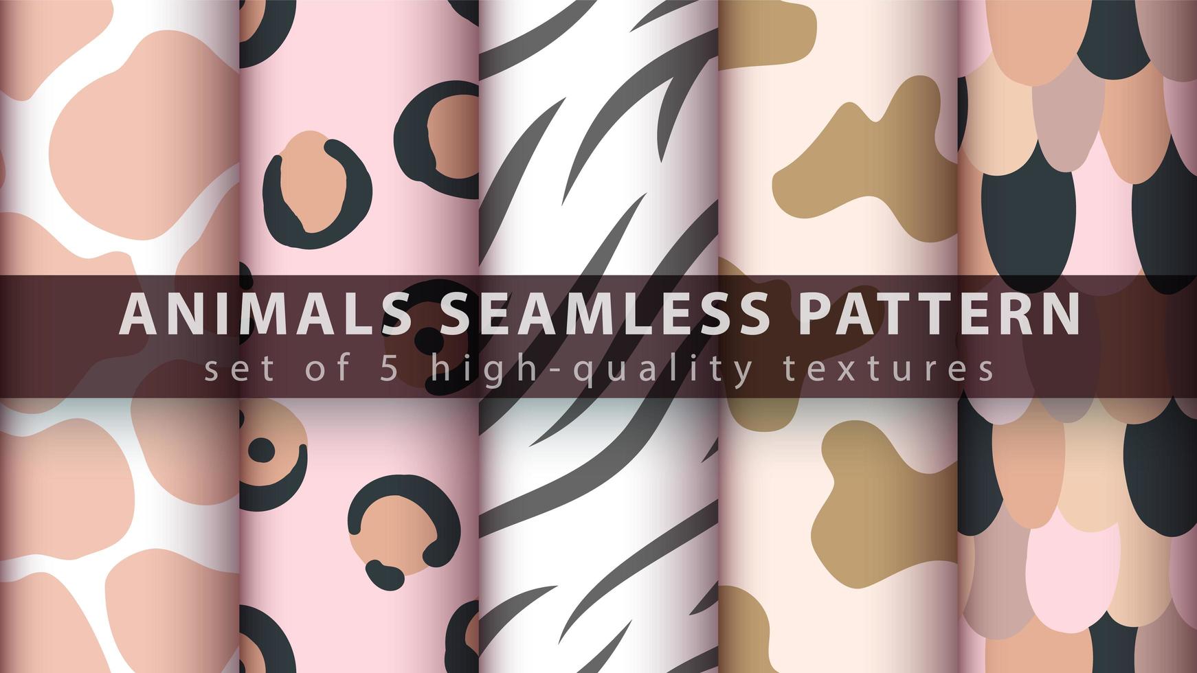 Modern animal print seamless pattern background set vector