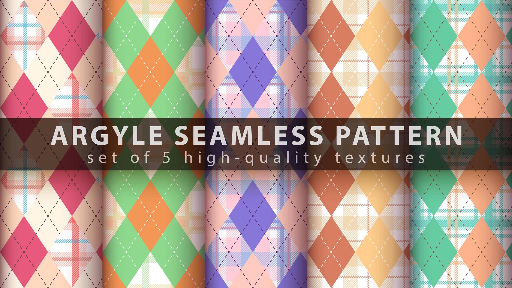 Set of colorful argyle seamless pattern background vector