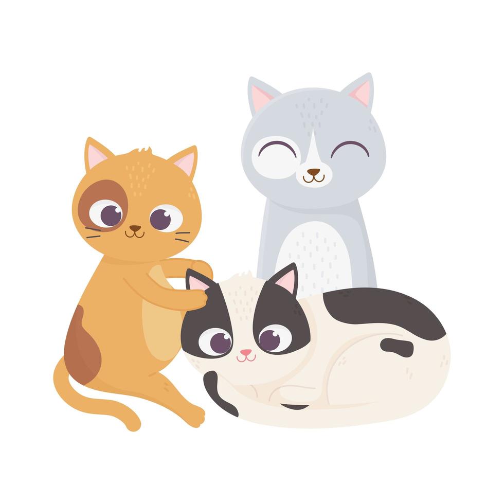 cats make me happy, differents cat domestic animal cartoon vector