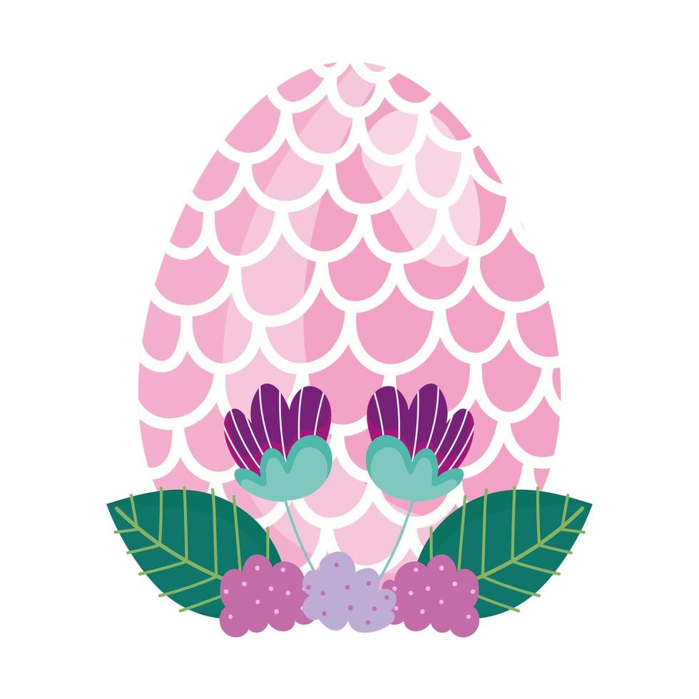 happy easter egg decorated with shape of fish scales flowers vector