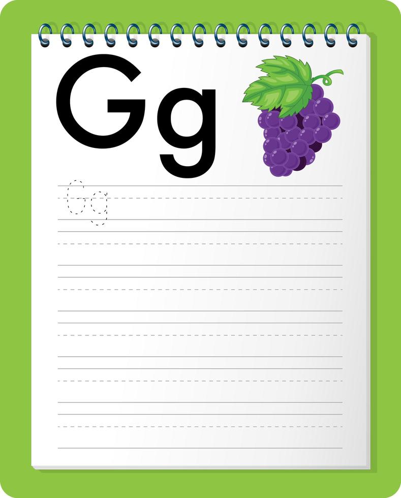 Alphabet tracing worksheet with letter G and g vector