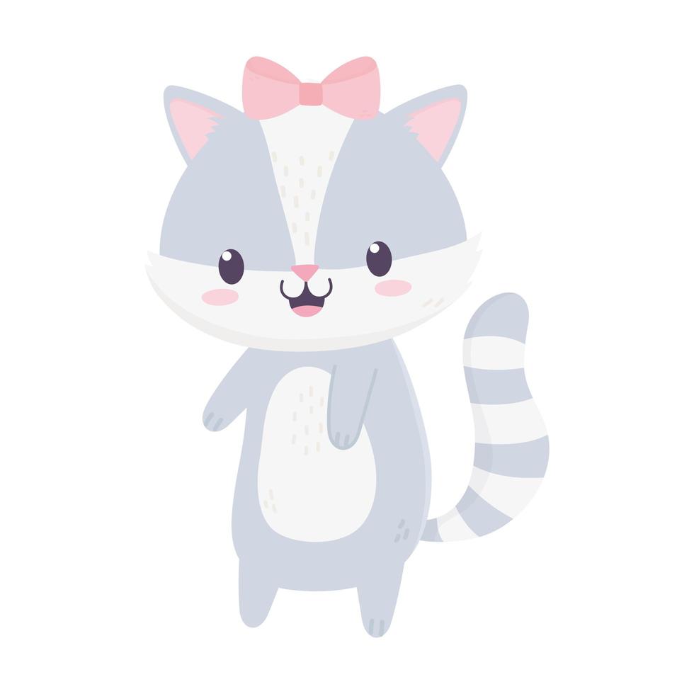 cute female raccoon animal cartoon isolated icon vector