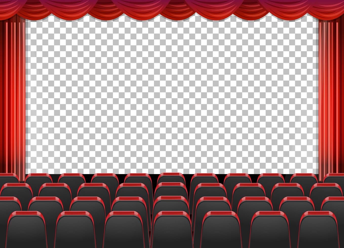 Cortinas rojas en el teatro con fondo transparente. vector