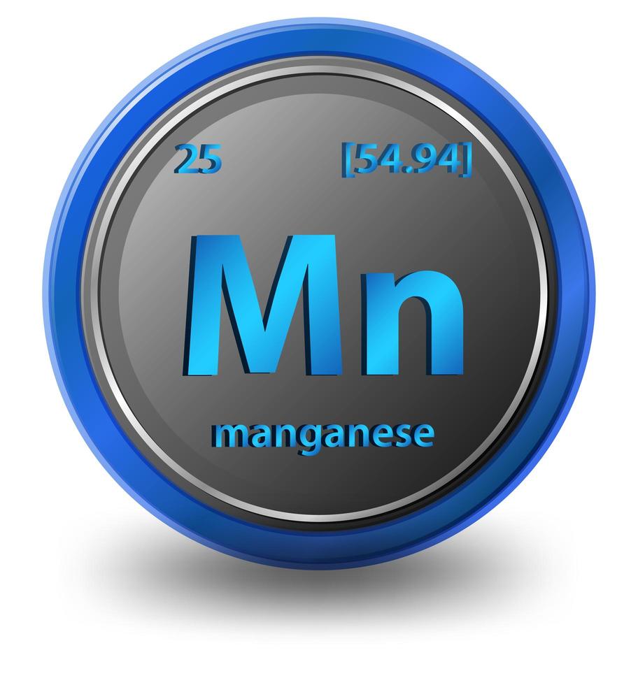 Manganese chemical element. Chemical symbol with atomic number and atomic mass. vector