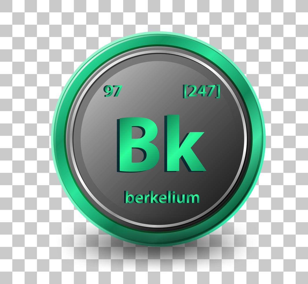 Berkelium chemical element. Chemical symbol with atomic number and atomic mass. vector