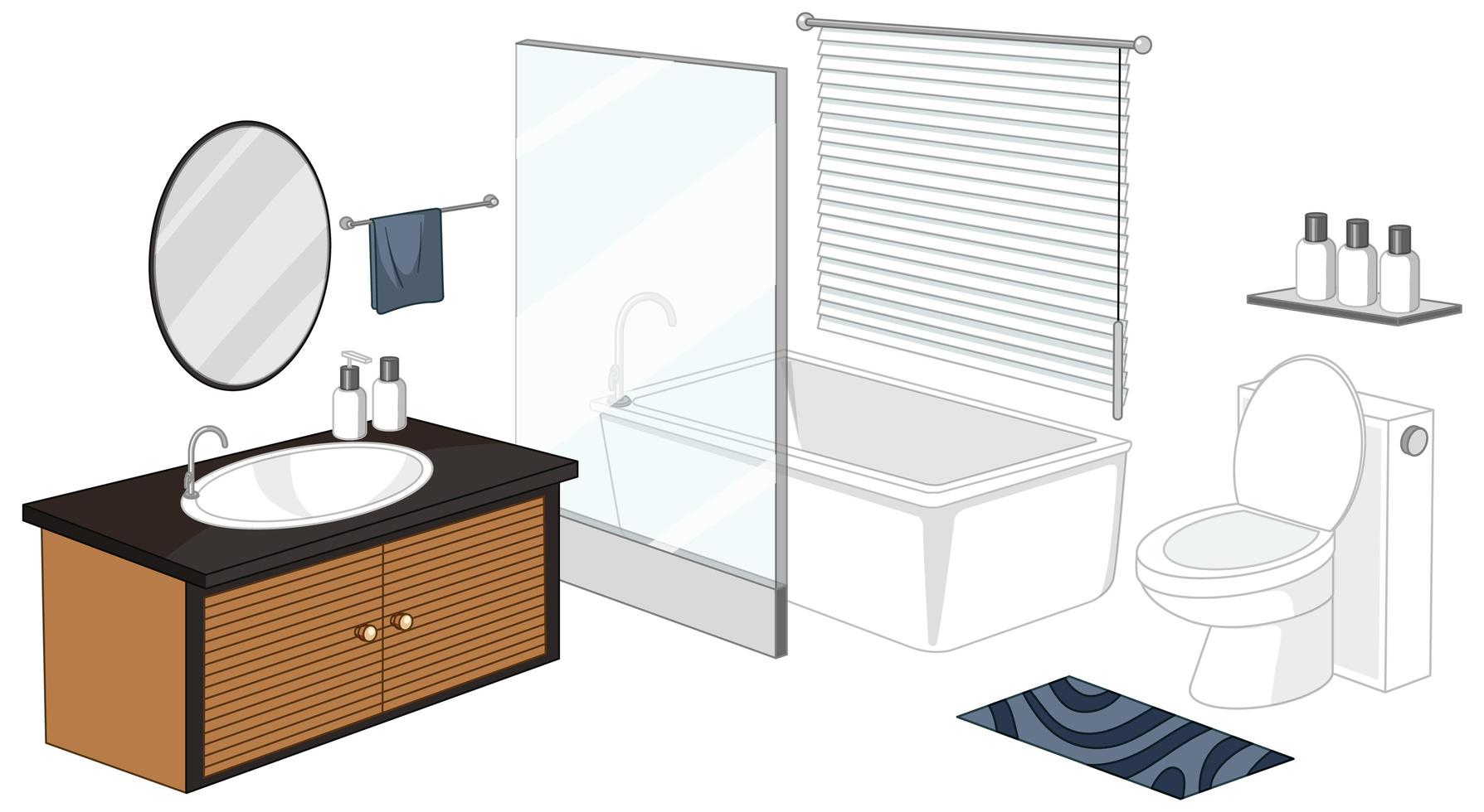 Muebles de baño aislado sobre fondo blanco. vector