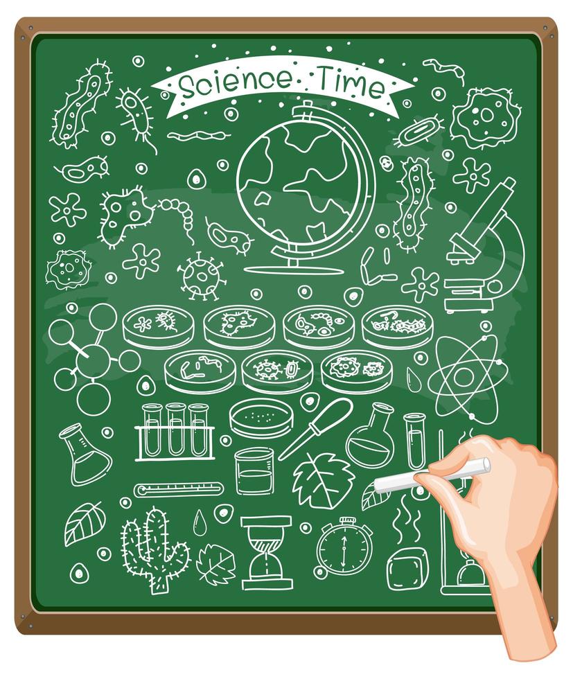 Hand drawing science element on chalkboard vector