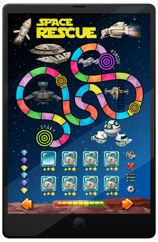 Space game on tablet screen vector