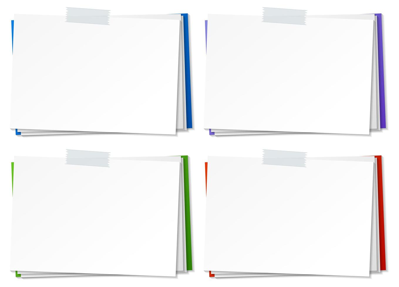 Set of blank paper note template with tape vector