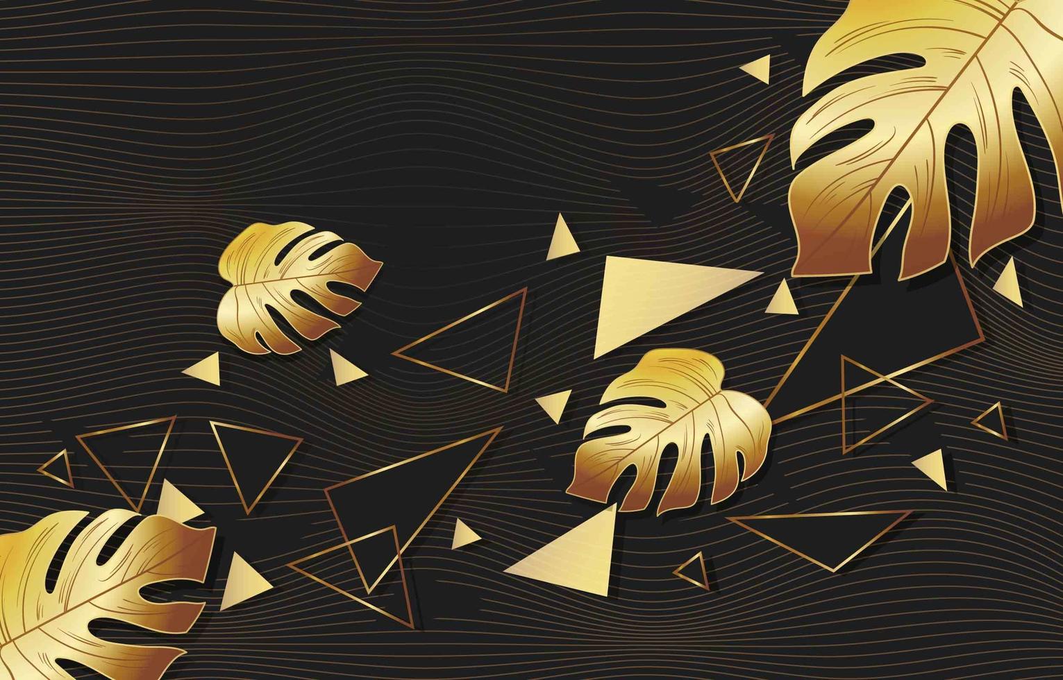 Gold Polygonal Leaf Background vector