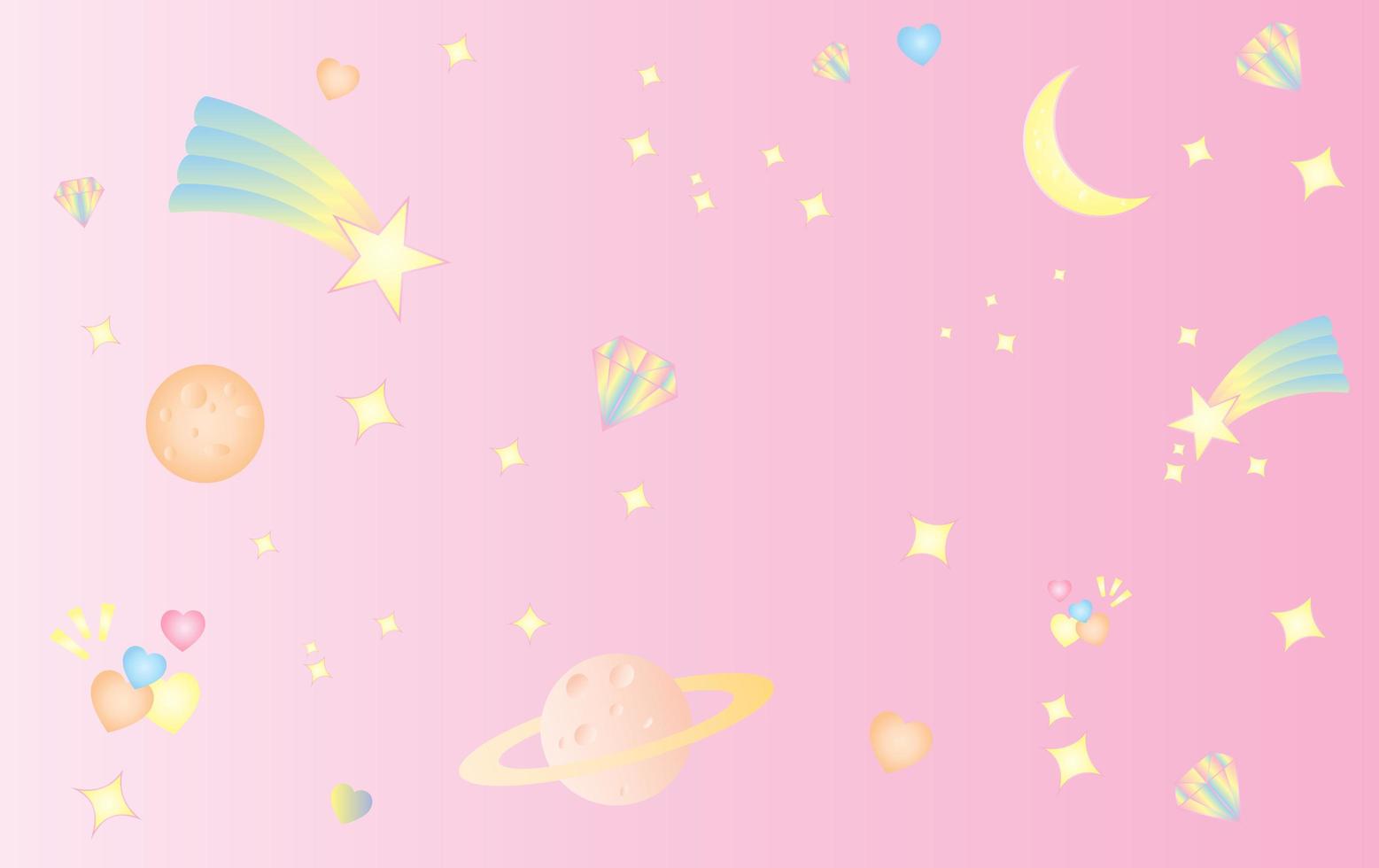 espacio y cosmos dulce lindo fondo rosa pastel vector