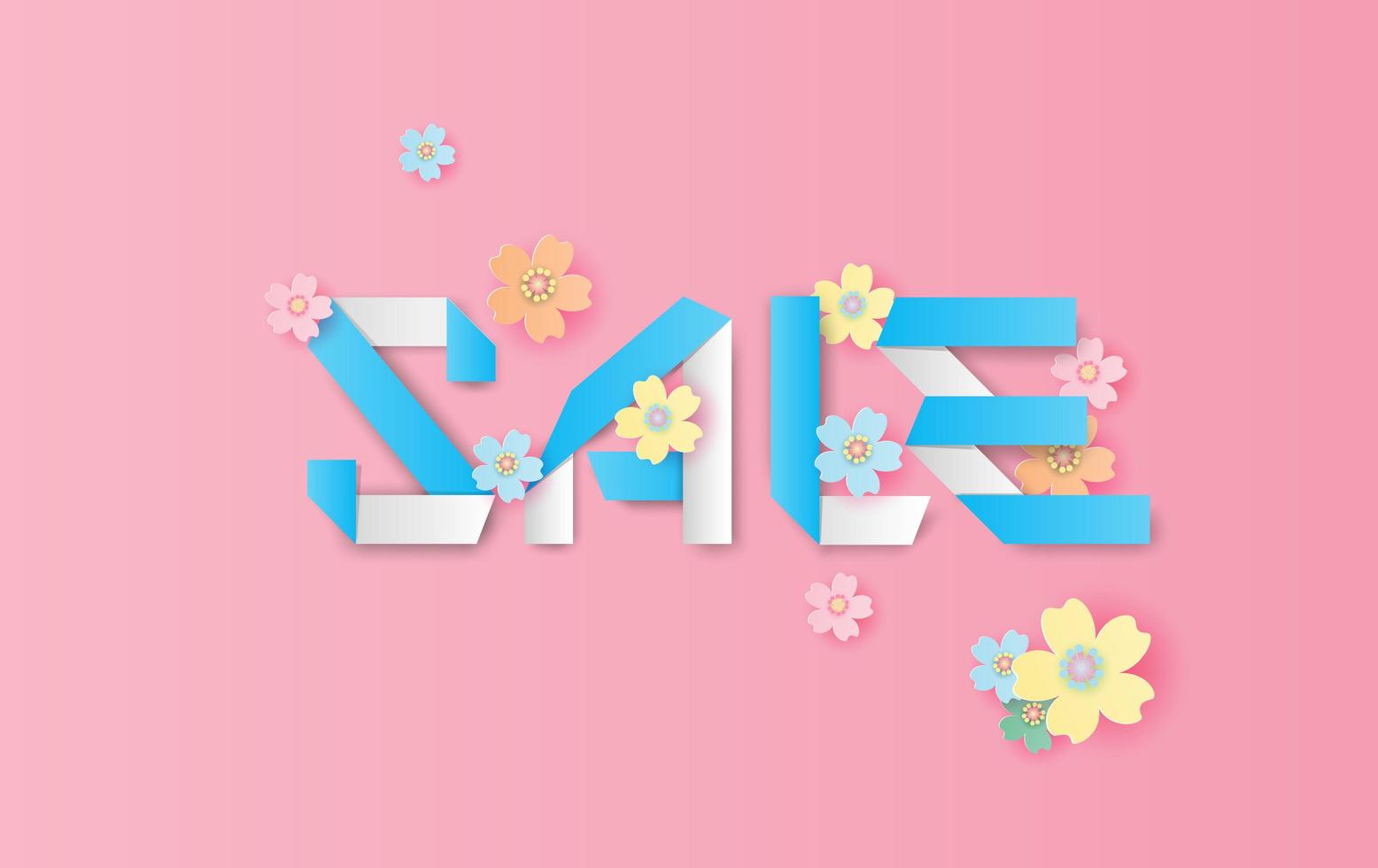 Paper art and craft spring sale banner background vector